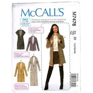 McCall's M7476 Misses L to XXL Cardigan Jacket and Vest Uncut Sewing Pattern